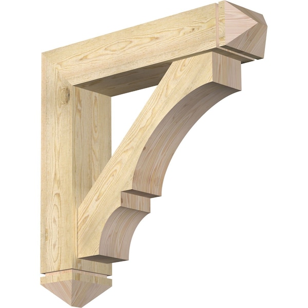 Ekena Millwork Balboa Arts and Crafts Rough Sawn Bracket w/ Offset Brace, Douglas Fir, 8"W x 36"D x 36"H BKT0806X36X36BOA03RDF - main